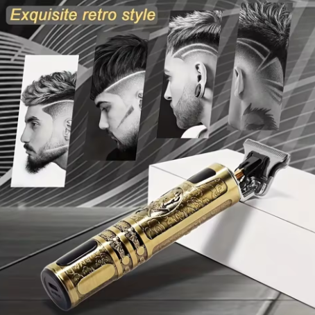 Metal Body -VINTAGE T9 Trimmer hair Trimmer for men shaver for men original Usb Rechargeable hair cutting machine metal body Beard Trimmer, image 1
