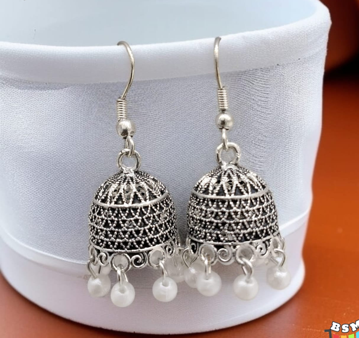 Silver Indian Jumky /  Jhumka Earrings by Quirky Fashions | Ethnic wear | Casual wear image 1