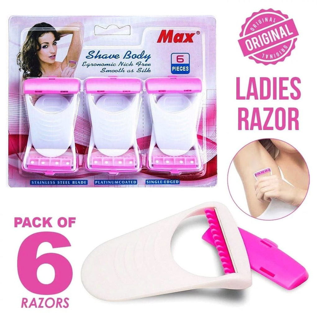 Safit Shave Body Razor Pack of 6 – White & Pink Disposable Razors for Women, Soft Blades Hair Remover for Smooth & Gentle Shaving image 0