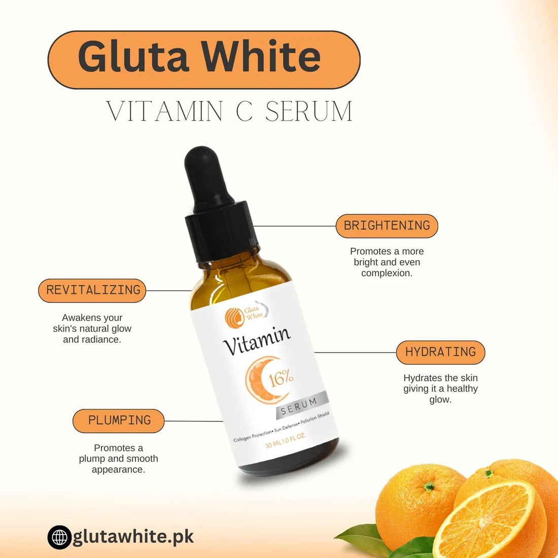 Vitamin C Serum for Face Glowing &amp; Dark Spots | Gluta White Vitamin C 16% Serum | Best Quality Skin Care Serum | Serum For Glowing Serum - 30 ml image 4