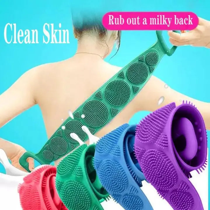 Single Side Silicone Bath Towel Scrubber – Soft Body Cleaning Brush (Random Color) image 4