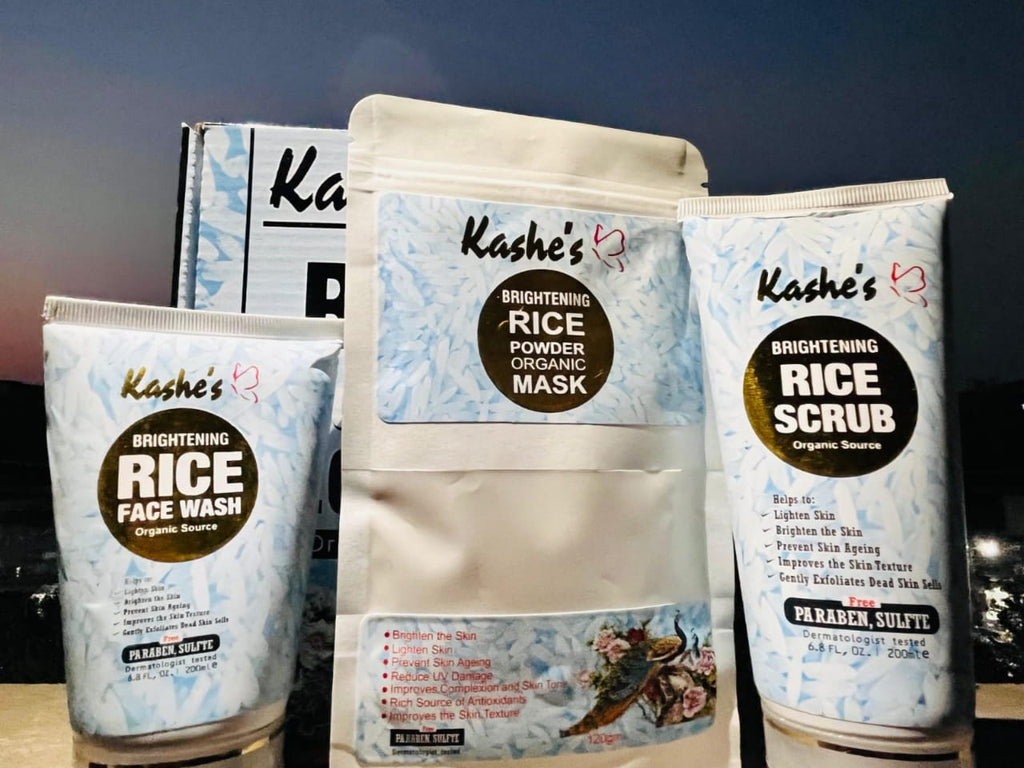 Kashe's Rice Extract Bright Glow Kit ( Rice Face Wash + Rice Scrub + Rice Mask ) image 2