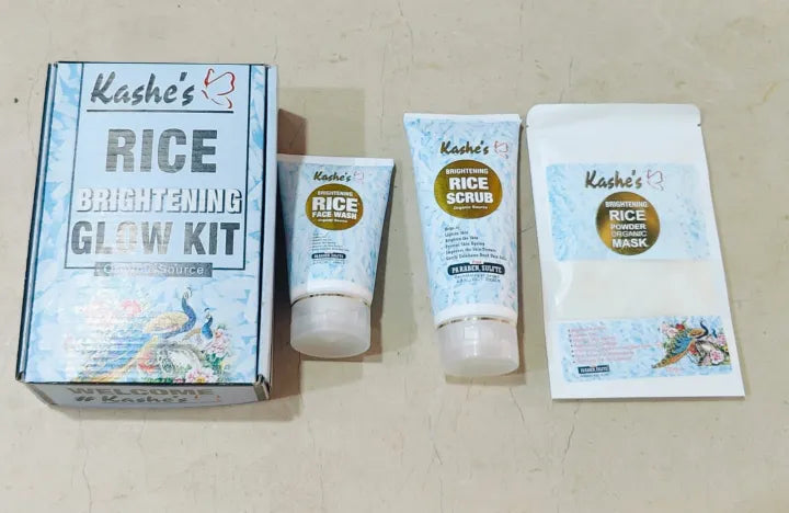Kashe's Rice Extract Bright Glow Kit ( Rice Face Wash + Rice Scrub + Rice Mask ) image 0