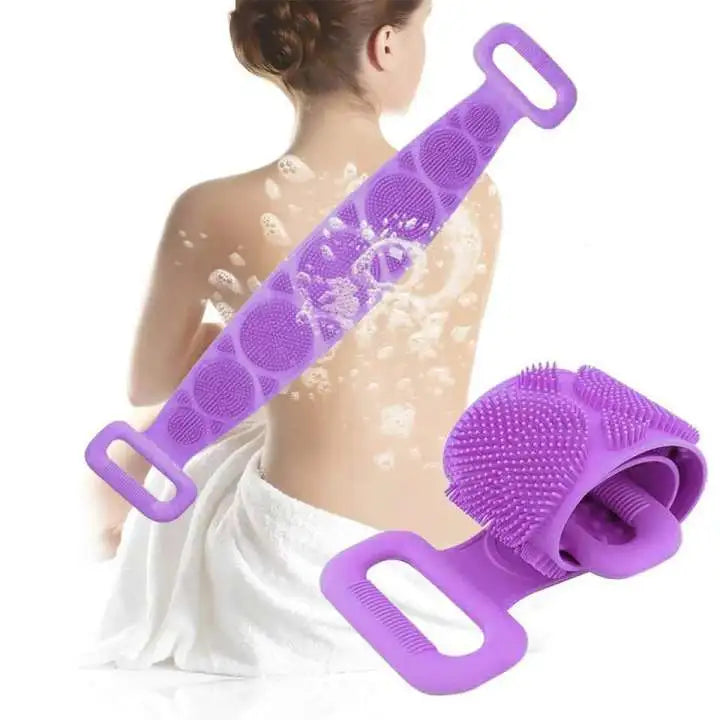 Single Side Silicone Bath Towel Scrubber – Soft Body Cleaning Brush (Random Color) image 3