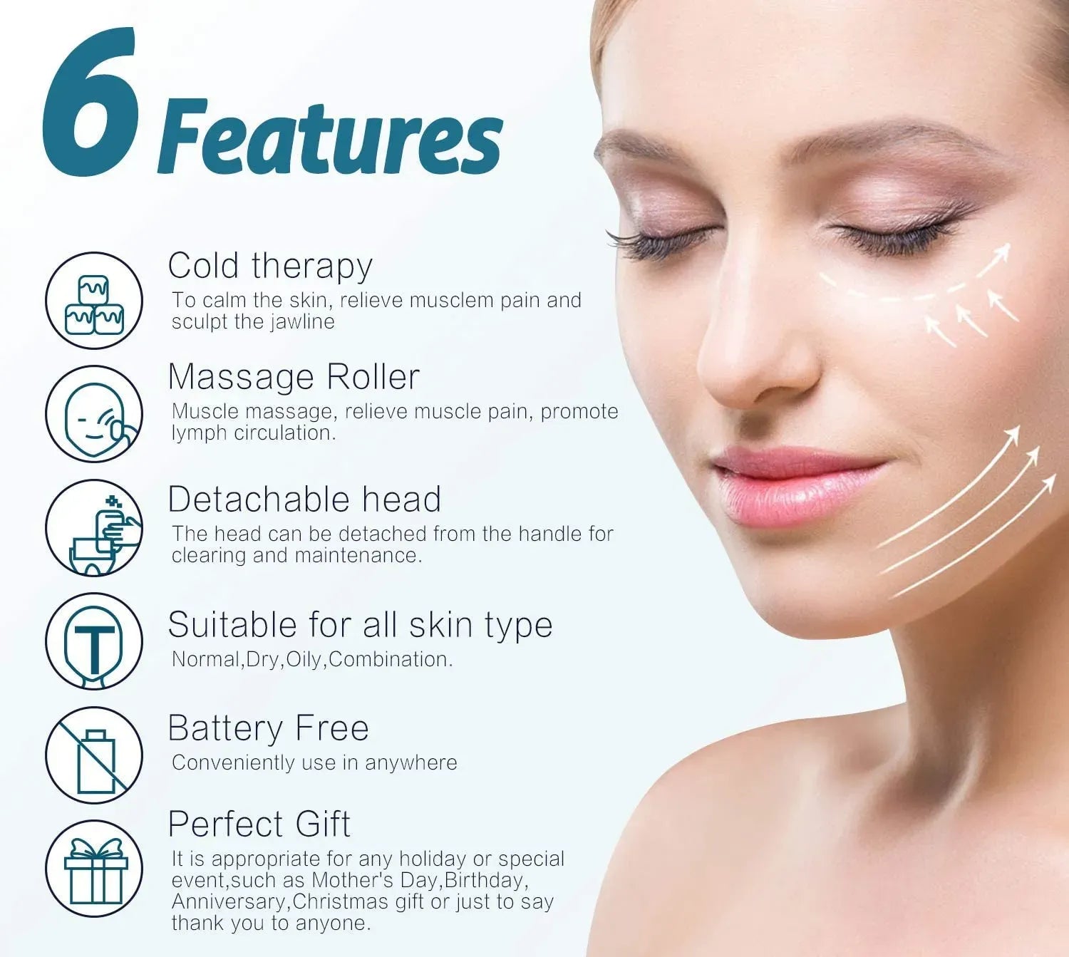MARZAHAR Ice Roller for Face &amp; Eye Puffiness Relief, Cold Gel Ice Face Roller Massager - Ice Roller Cool Roller For Face Eye Body Facial Shaping Anti Wrinkle Ice Roller Massager Smooth Skin ( Random Color ) image 0