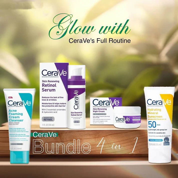 CeraVe 4 in 1 Skincare Kit Night Cream, Sunblock, Cleanser &amp; Serum for Radiant Skin image 0