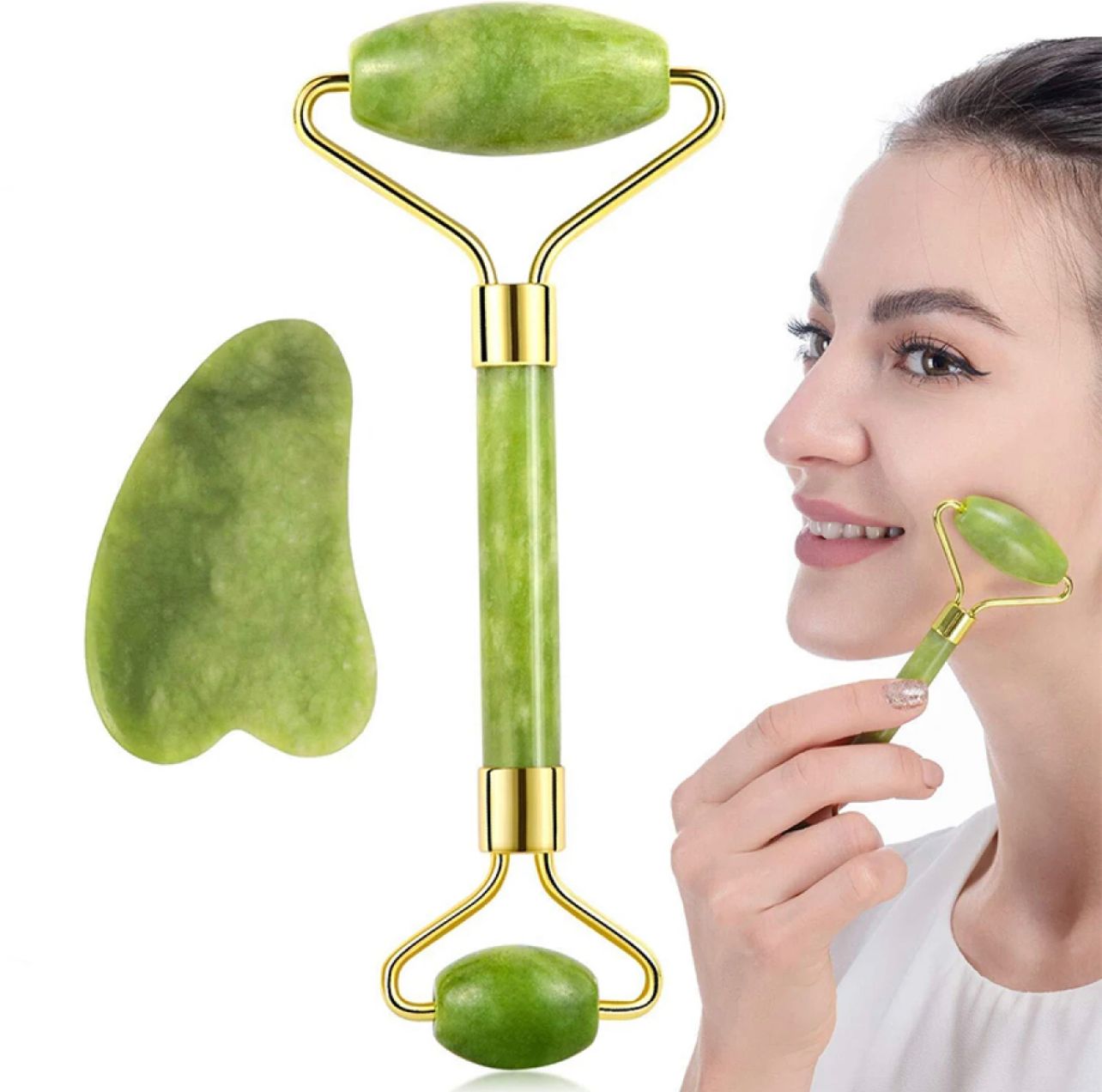 Flawless Jade Roller With Stone (Marble) image 4