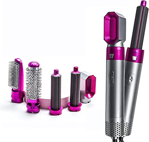 5 in 1 Electric Hair Dryer Brush | Blow Dryer Hair Comb Curling Wand Detachable Brush Kit Negative Ion Straightener Hair Curler ( Random Color) image 1