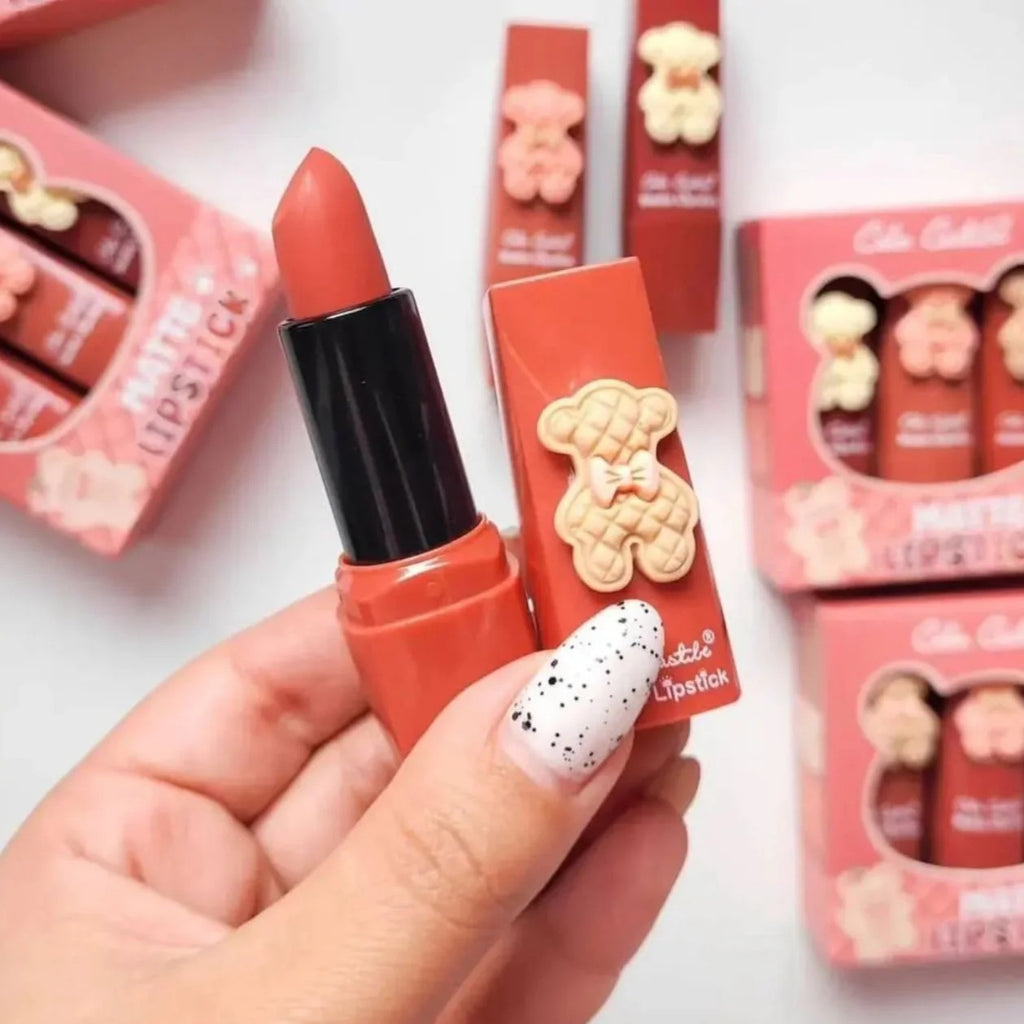 Color Castile Pack of 3 Bear Shape Matte Lipsticks – Long-Lasting, Bold &amp; Vibrant Makeup Essential image 1