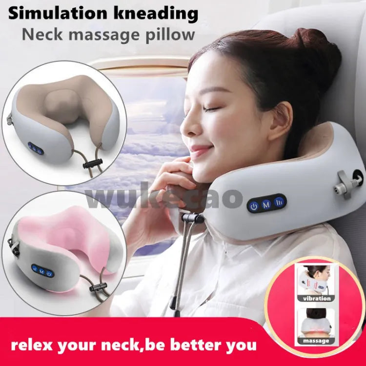 U Shaped Pillow Neck Massager USB Charging Portable Neck Shoulder Cervical Relaxing Massager Protector Outdoor Home Car image 4