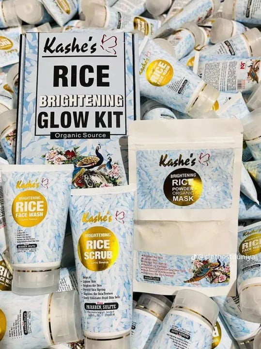 Kashe's Rice Extract Bright Glow Kit ( Rice Face Wash + Rice Scrub + Rice Mask ) image 1