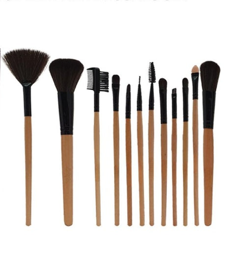 12-Piece Professional Makeup Brush Set with Roll-Up Pouch – Soft Bristles &amp; Wooden Handles  image 2