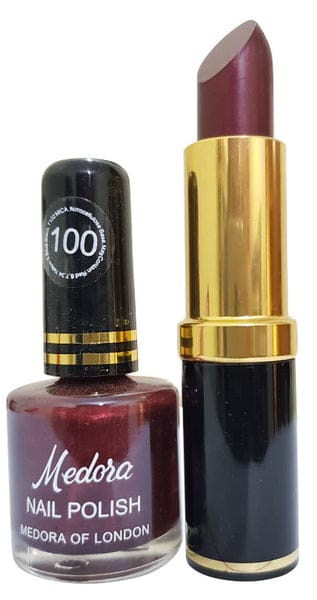 Medora 2 in 1 Lipstick &amp; Nail Polish Combo – Premium Beauty Deal with Matching Shades, Includes 1 Lipstick &amp; 1 Nail Polish (Shade Red, Maroon) image 2