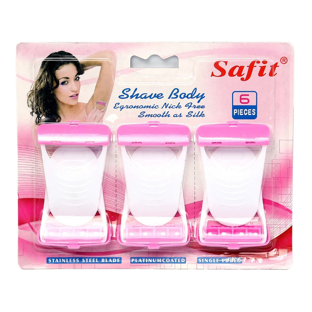 Safit Shave Body Razor Pack of 6 – White & Pink Disposable Razors for Women, Soft Blades Hair Remover for Smooth & Gentle Shaving image 2