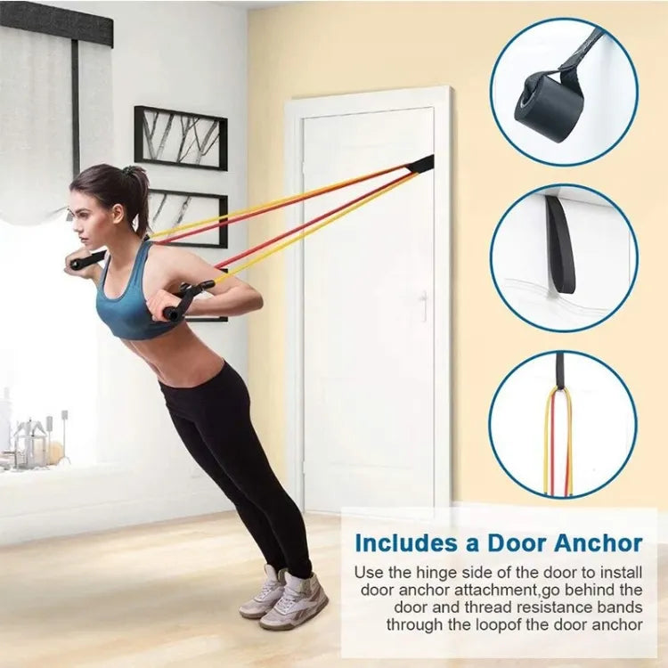 High Quality Portable Resistance Bands With Handles, Resistance Tubes &amp; Workout Bands Exercise Band Elastic Pull Rope 11 Pcs Set image 1