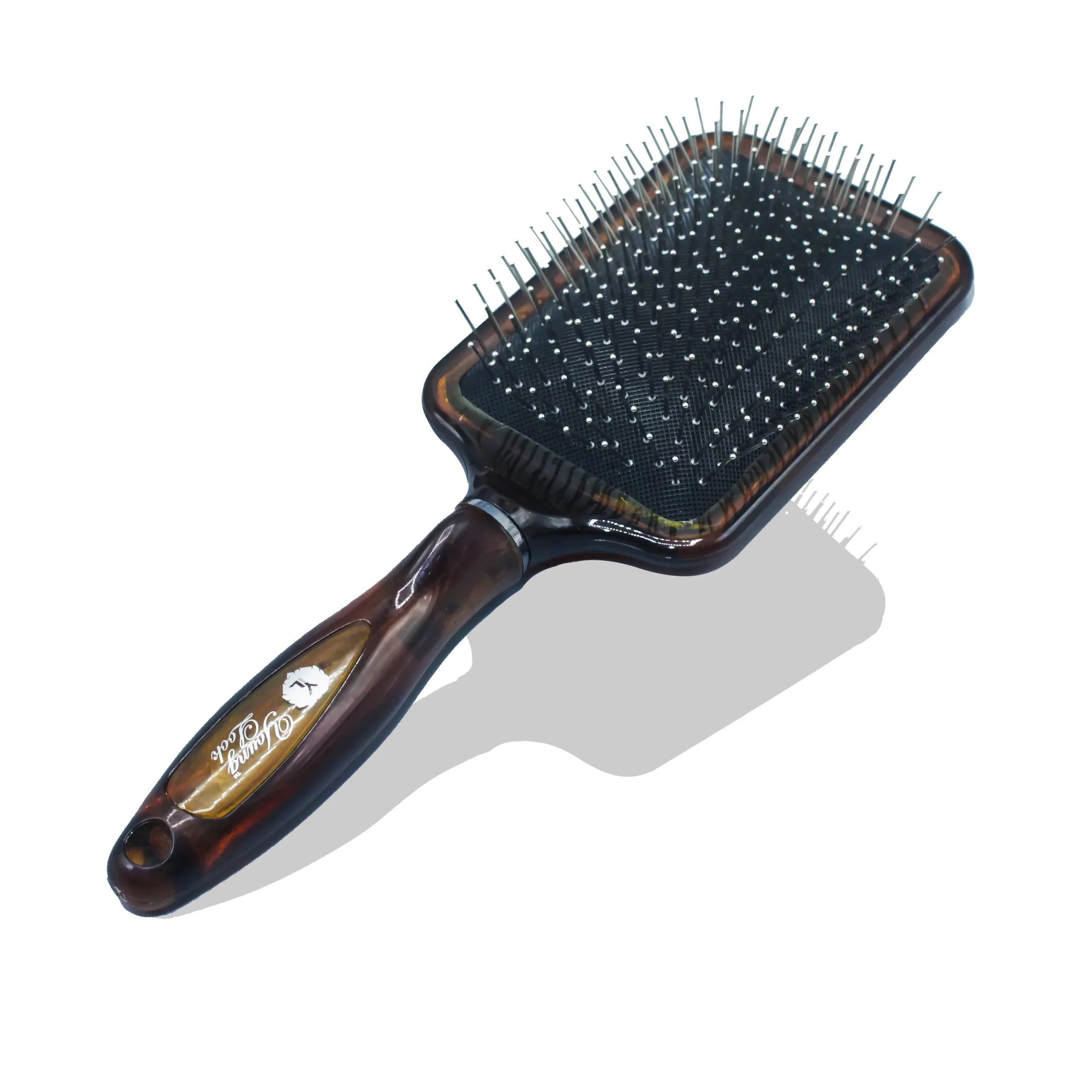 01 PCs - Paddle Hair Brush with Scalp Massager – Wooden-Style Handle, Nylon Pin Detangling Brush with Cushion Pad for Wet &amp; Dry Hair image 2