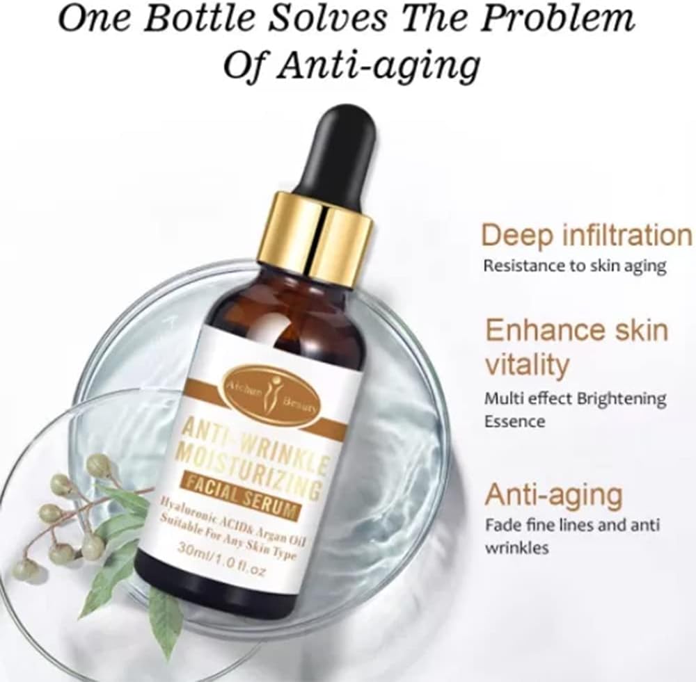 AICHUN BEAUTY Anti-Wrinkle Moisturizing Facial Serum Hyaluronic Acid Argan Oil | Suitable For Any Skin Type | 30ml | 1 fl.oz image 3