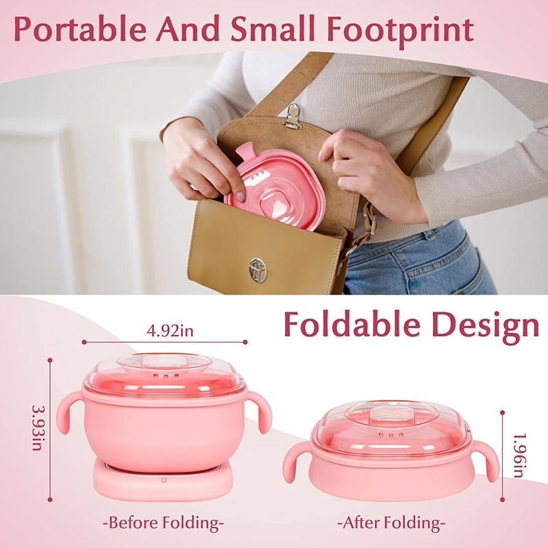 Portable Foldable 400ML Silicone Wax Warmer – Travel-Friendly Hair Removal Heater for Body &amp; Spa Use |Random Color image 3