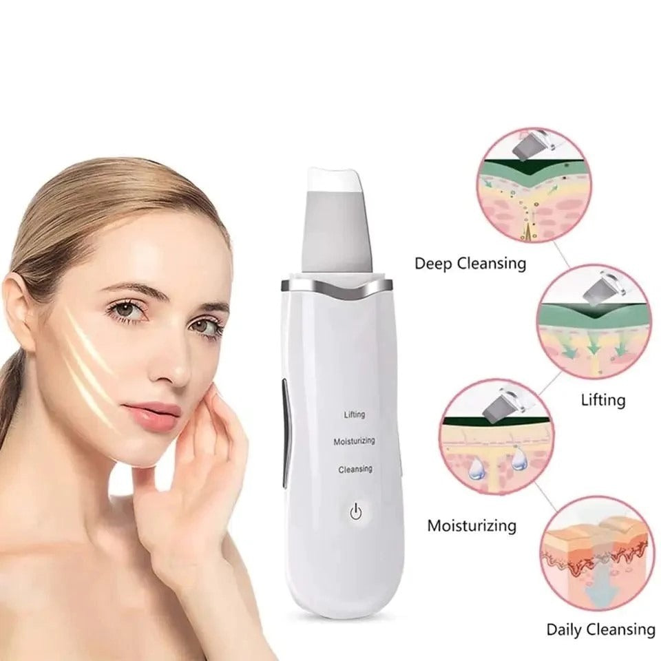Rechargeable Ultrasonic Skin Scrubber – Deep Cleansing Facial Spatula &amp; Blackhead Remover with Vibration &amp; Peeling Modes image 3