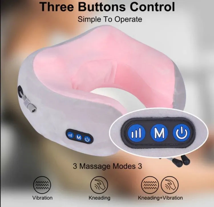U Shaped Pillow Neck Massager USB Charging Portable Neck Shoulder Cervical Relaxing Massager Protector Outdoor Home Car image 3