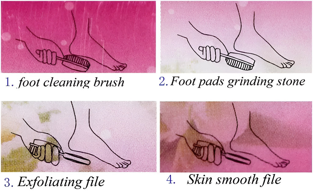 4 In 1 Foot Scrubber | Multi Use Pedicure Paddle Brush – 4 Step Pedicure Cleanse, Scrub, File And Buff (random Color) image 3