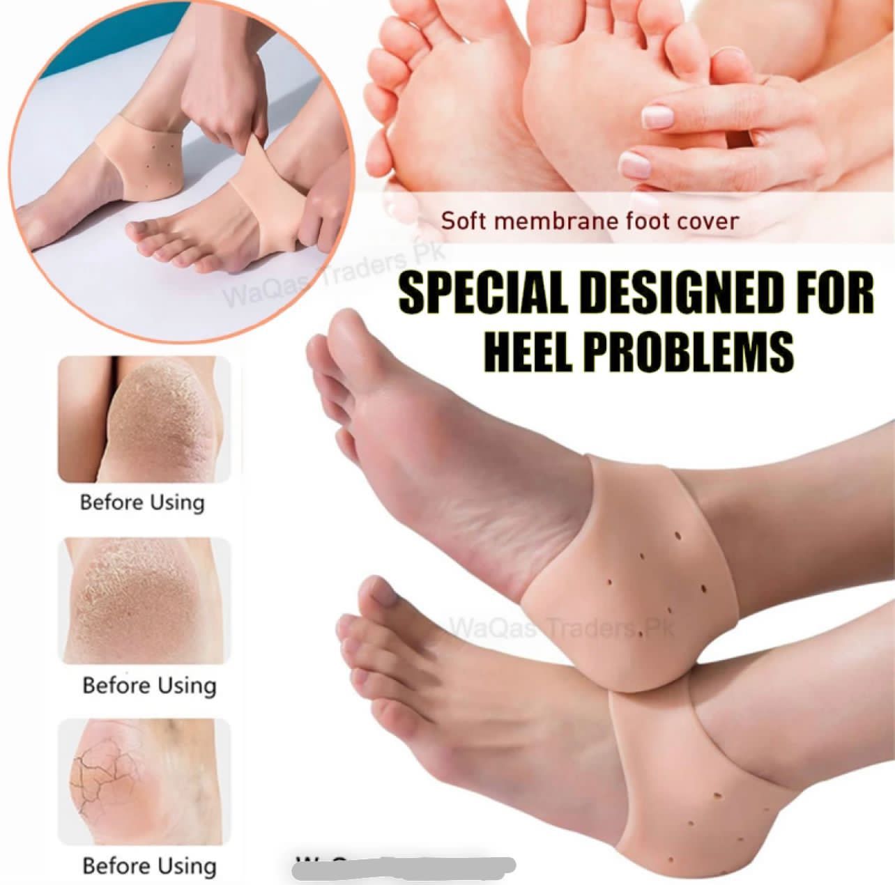 Half Heel Pain Anti-Crack Silicone Set – Unisex Anti-Crack Pain Relief - 01 Pair image 0