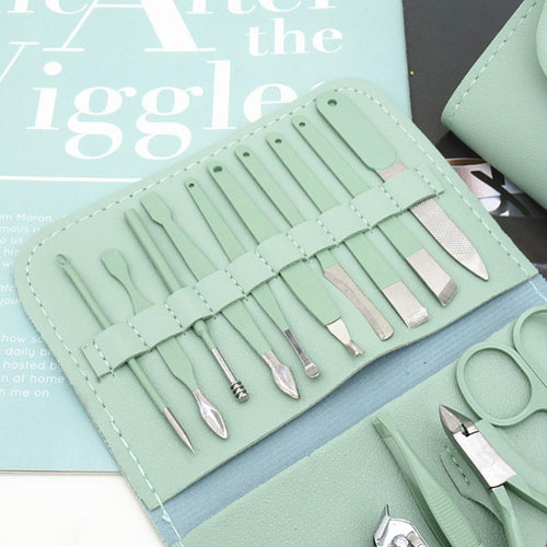 16-Piece Manicure &amp; Pedicure Kit – Premium Stainless Steel Nail Care Set for Hand, Foot &amp; Facial Grooming | Travel-Friendly Case Included | 16 Pcs Nail Care Set | Beauty Essentials Set ( Random Color ) image 0