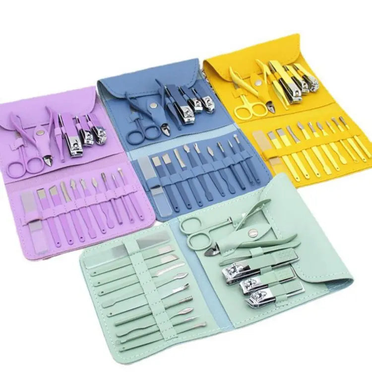 16 in 1 Nail kit Manicure Cutters Nail Clipper Set Household Stainless Steel Ear Spoon Nail Clippers Pedicure Nail Scissors Tool Set (Random Color) image 4