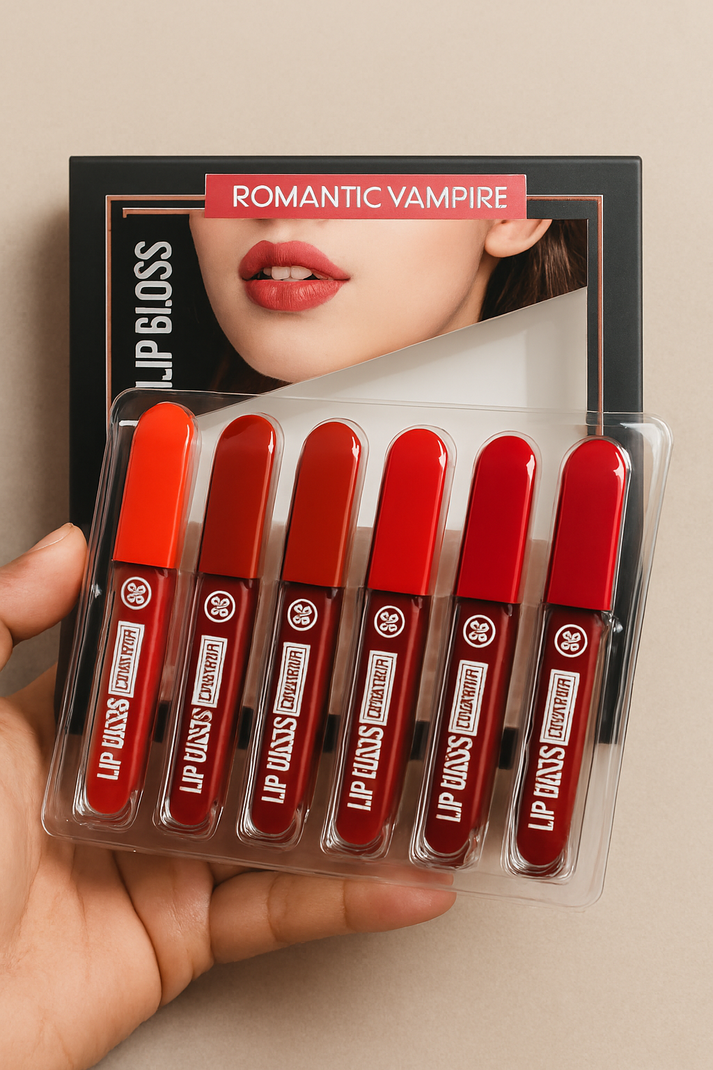 Romantic Empire Matte Lipgloss Set of 6 – High Pigment, Long-Lasting Liquid Lip Gloss | Shades of Red Collection image 0