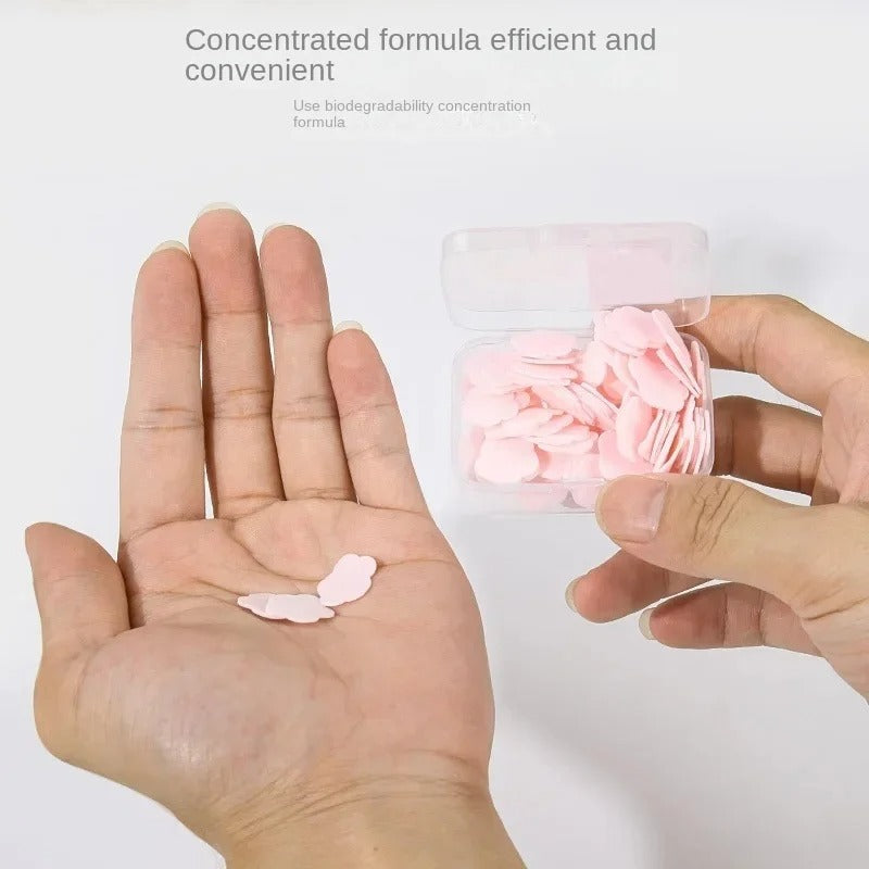 Pack of 2 Portable Disposable Soap Tablets – 50 Sheets per Box, Travel-Friendly Soap Paper (Random Color) image 1