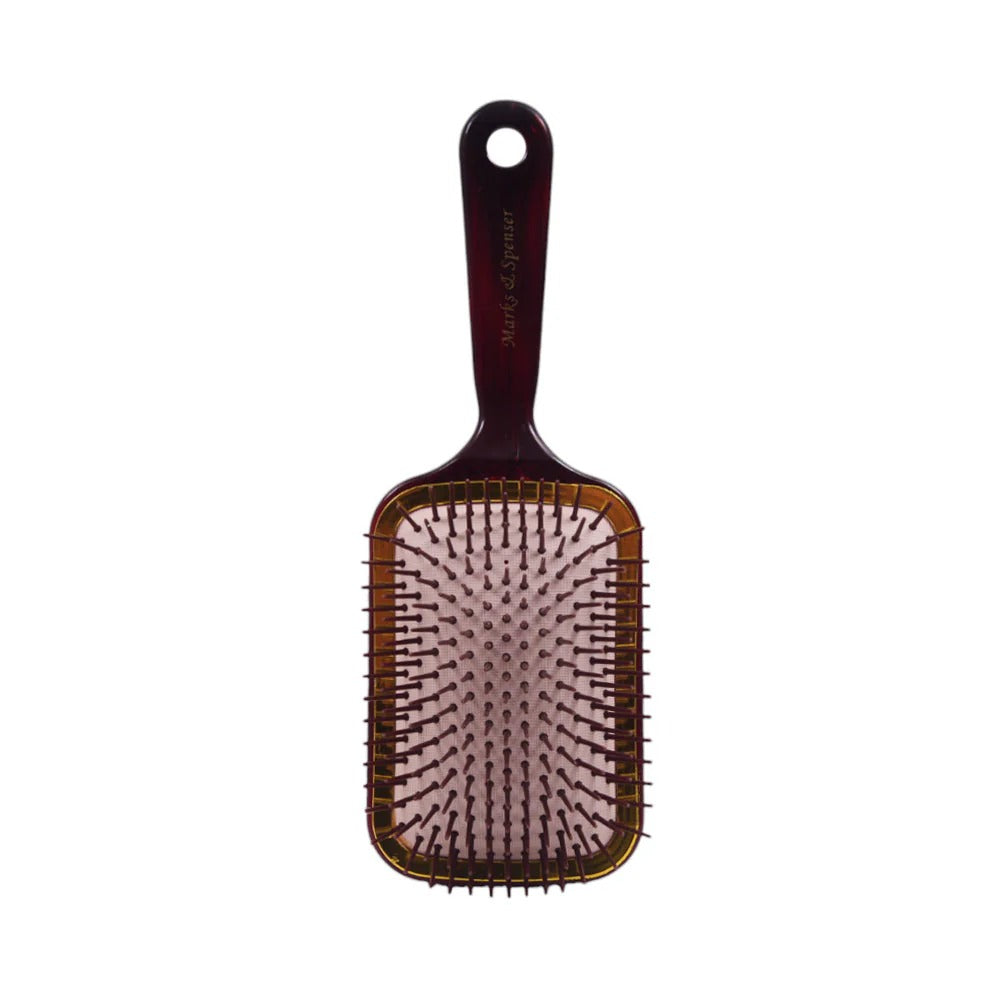 01 PCs - Paddle Hair Brush with Scalp Massager – Wooden-Style Handle, Nylon Pin Detangling Brush with Cushion Pad for Wet &amp; Dry Hair image 3