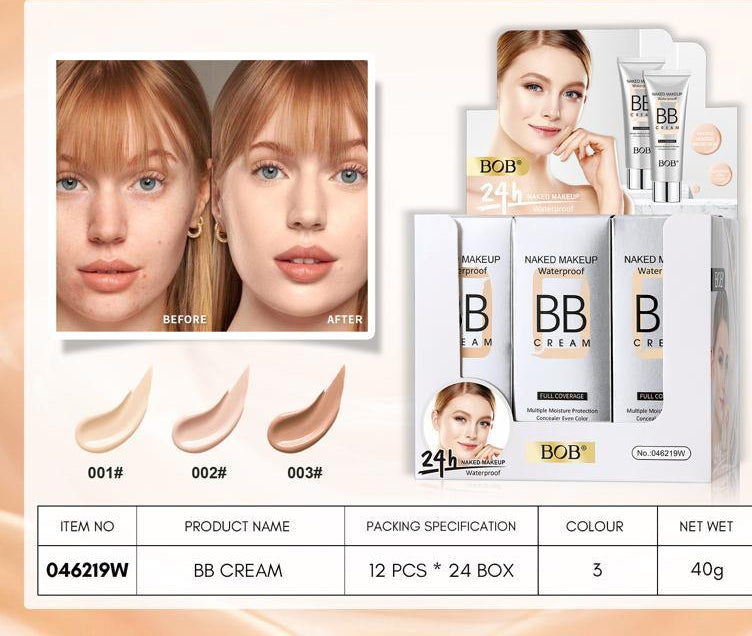 BOB Naked Makeup Waterproof Full Coverage BB Cream – 40 Gram Pack, Original Long-Lasting Formula image 3