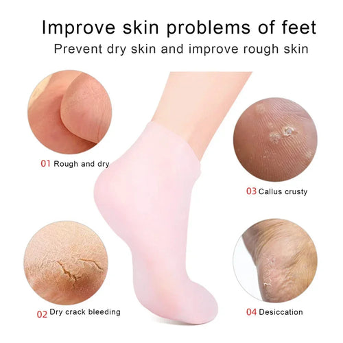 (High Quality) 1Pair Silicone Jelly Socks Gel Moisturizing Socks Foot Care Protector image 1