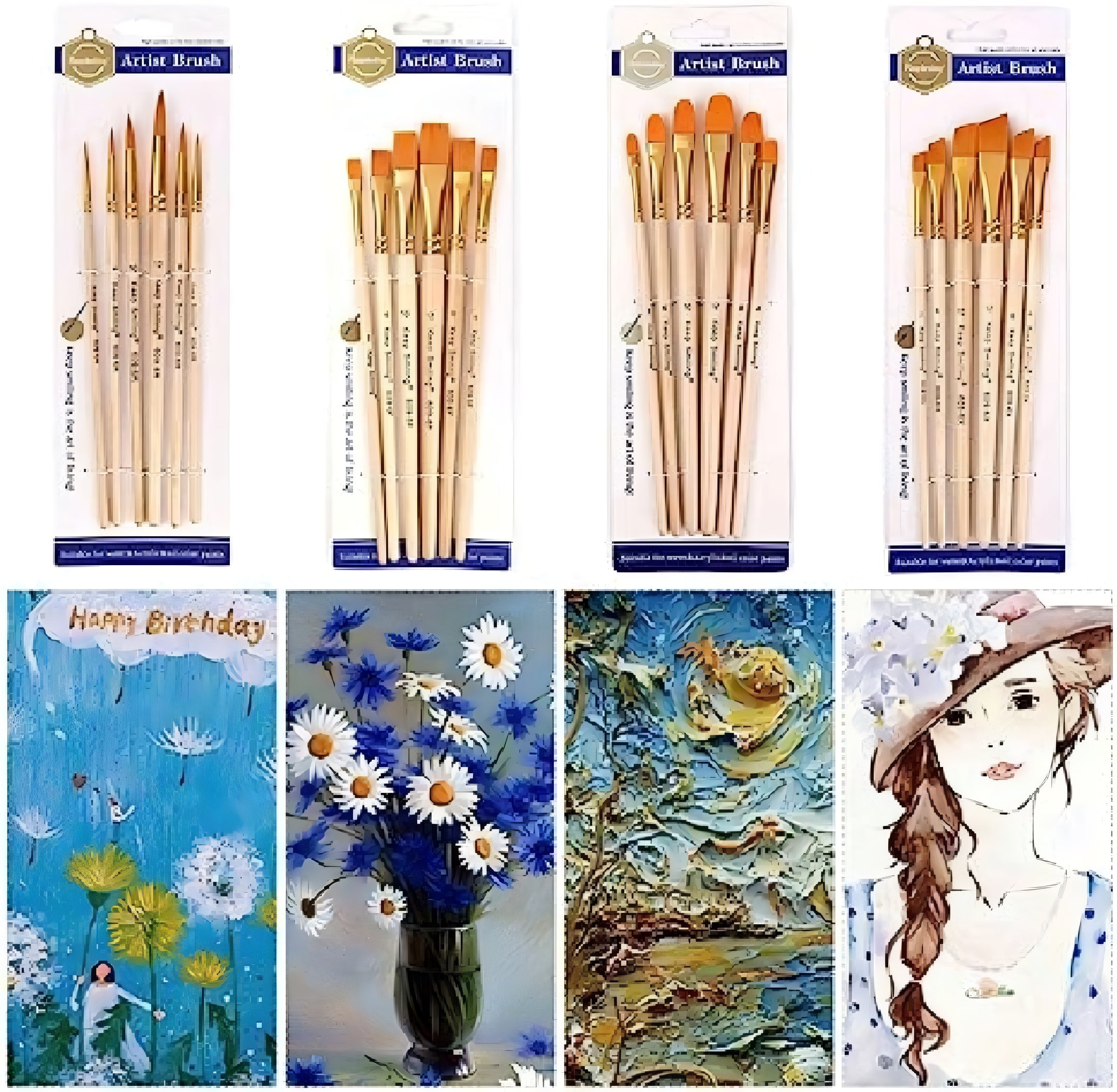 Pack of 6 Professional Angular Brush Set for Artists – Wooden Handle &amp; Ultra-Soft Tapered Bristles | Multi-Purpose Brushes for Painting, Designing, Calligraphy &amp; Craft | Ideal for Acrylic, Oil &amp; Watercolors image 0