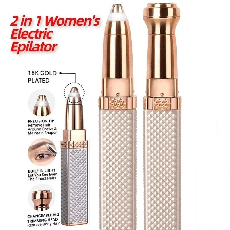 2-in-1 Women's Electric Epilator &amp; Painless Shaver – USB Rechargeable Hair Remover for Face, Body, Bikini &amp; Eyebrows image 4