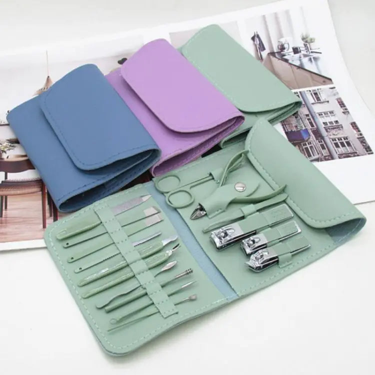16 in 1 Nail kit Manicure Cutters Nail Clipper Set Household Stainless Steel Ear Spoon Nail Clippers Pedicure Nail Scissors Tool Set (Random Color) image 1