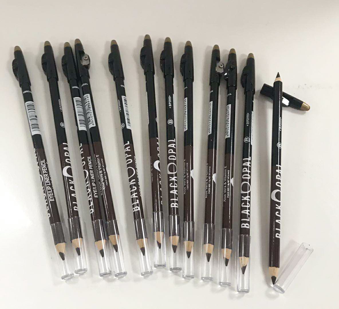 2 in 1  BLK/OPL Eye Pencil With Sharpener, Makeup 2 Colors Cosmetic Beauty Eyebrow Tool( Pack of 12 ) image 0