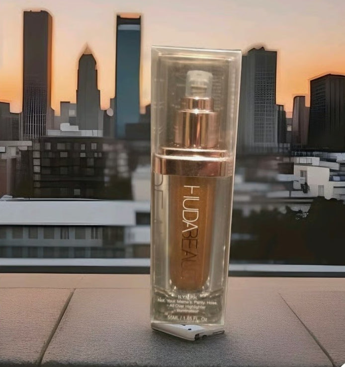 Huda Beauty N.Y.M.P.H. All Over Body Highlighter – Liquid Illuminator for Face, Body &amp; Legs – Water-Based, Long-Lasting Glow – 35 ml image 2