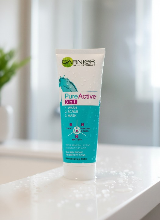 Garnier 3 in 1 Pure Active Face Wash – 100ml Liquid Cleanser for All Skin Types, Deep Cleansing and Refreshing Skincare image 4
