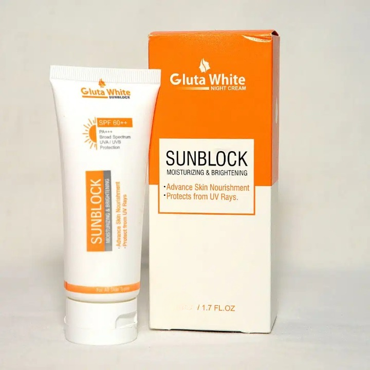GlutaWhite Sunblock SPF 60+ – Moisturizing &amp; Brightening UV Protection – 65gm for All Skin Types image 1