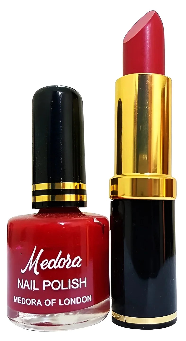 Medora 2 in 1 Lipstick &amp; Nail Polish Combo – Premium Beauty Deal with Matching Shades, Includes 1 Lipstick &amp; 1 Nail Polish (Shade Red, Maroon) image 1