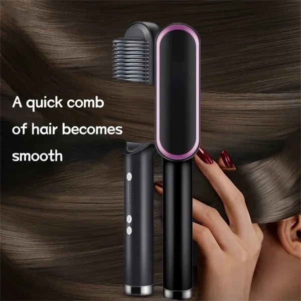HQT-909B Electric Hair Straightening &amp; Curling Comb/Brush - Dual-Purpose Professional Hair Styler, Non-Damaging Splint, | 2 in 1 Hair Straightener | ( Random Color ) image 3