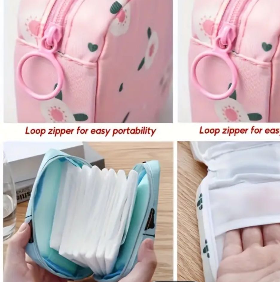 Women Portable Pouch Napkin Cosmetic Bags Organizer / Sanitary Pads Storage Bag / Ladies Makeup Bag Girls Hygiene Pad Bag (random Design &amp; color) image 2
