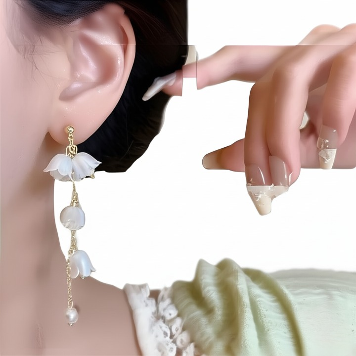 Pearl Korean Flower Earrings for Women – Elegant White Floral Design with Classic Pearl Detailing | Stylish Fashion Jewelry for Parties, Weddings, and Daily Wear | AWJ-998 image 0