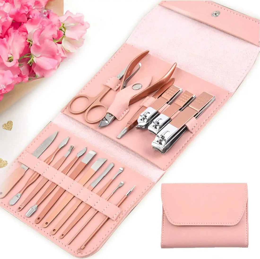 16pcs Professional Manicure &amp; Pedicure Set – Nail Clippers, Cuticle Nippers &amp; Grooming Tools with Travel Case (Random color) image 3