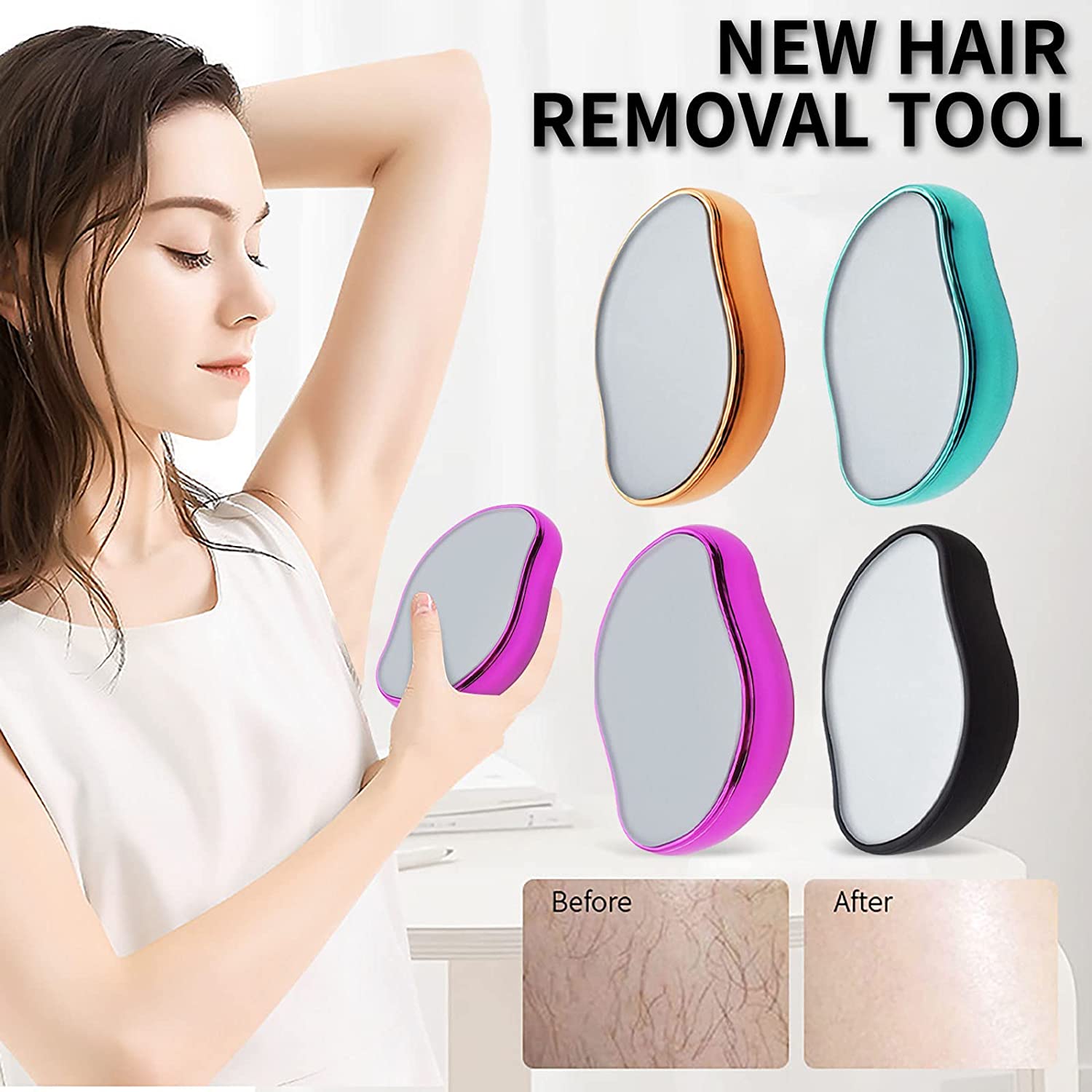 Crystal Hair Eraser - Magic Crystal Hair Remover, Painless Hair Removal with Epilator Mini Hair Remover for Men and Women Leg Arm Back Soft Smooth Silky Skin(Random color) image 0