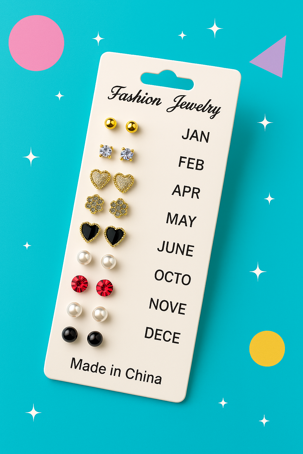 12 Pair Mixed Style Stud Earrings Set for Women – Golden Copper with Micro-Paved Cubic Zirconia – Trendy Fashion Jewelry image 2