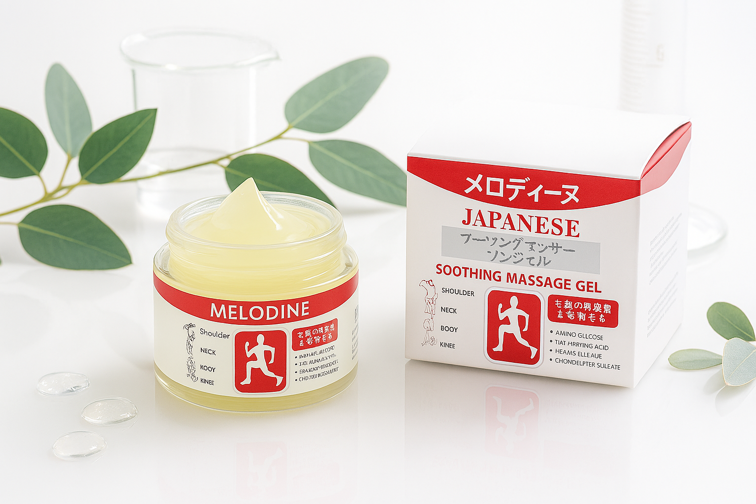 MELODINE Japanese Soothing Massage Gel – Muscle & Joint Pain Relief Cream For Shoulder, Neck, Back & Knee – Fast-Absorbing Herbal Formula image 0