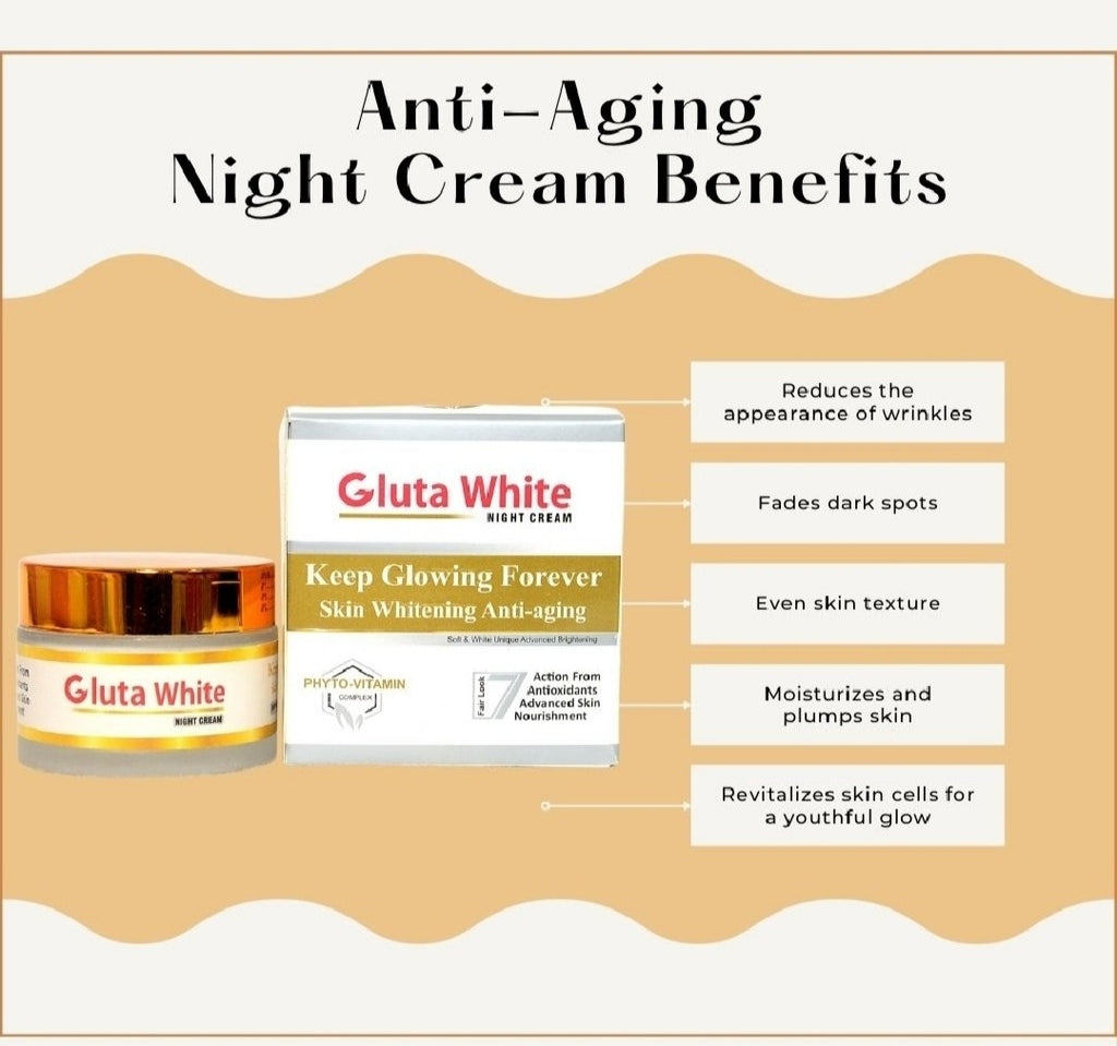 Gluta White Night Cream (50 ml) - Glutathione white Cream Extreme Strong whitening And Anti-Aging night cream - Gluta White Night Cream  - Achieve a Brighter, More Radiant Complexion image 3