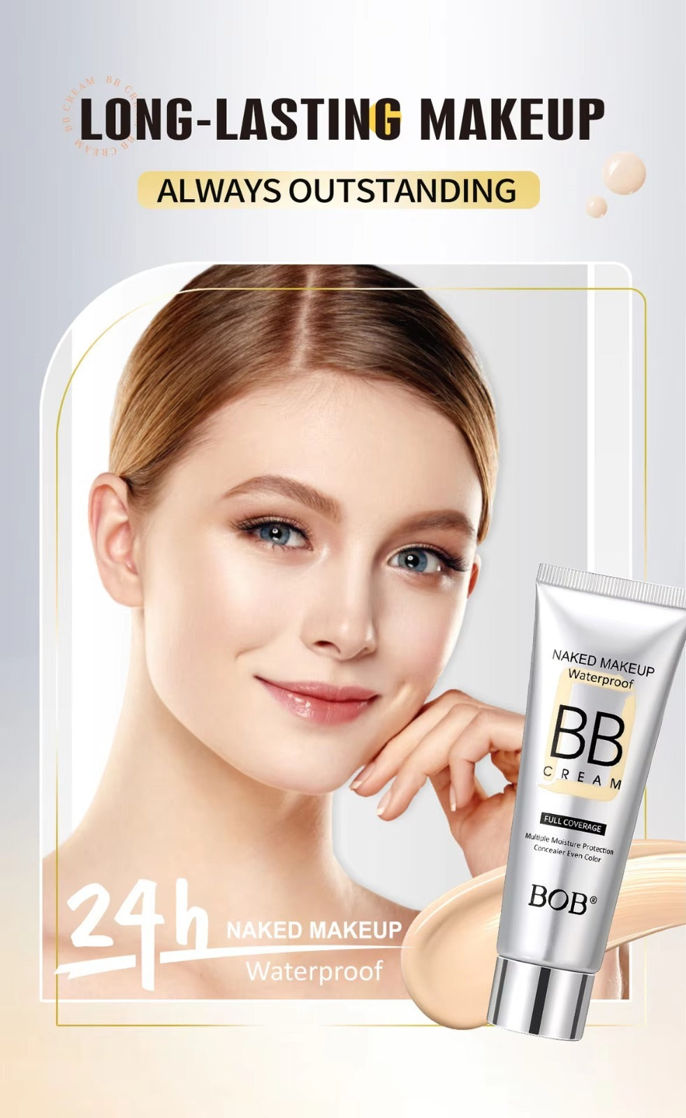 BOB Naked Makeup Waterproof Full Coverage BB Cream – 40 Gram Pack, Original Long-Lasting Formula image 1